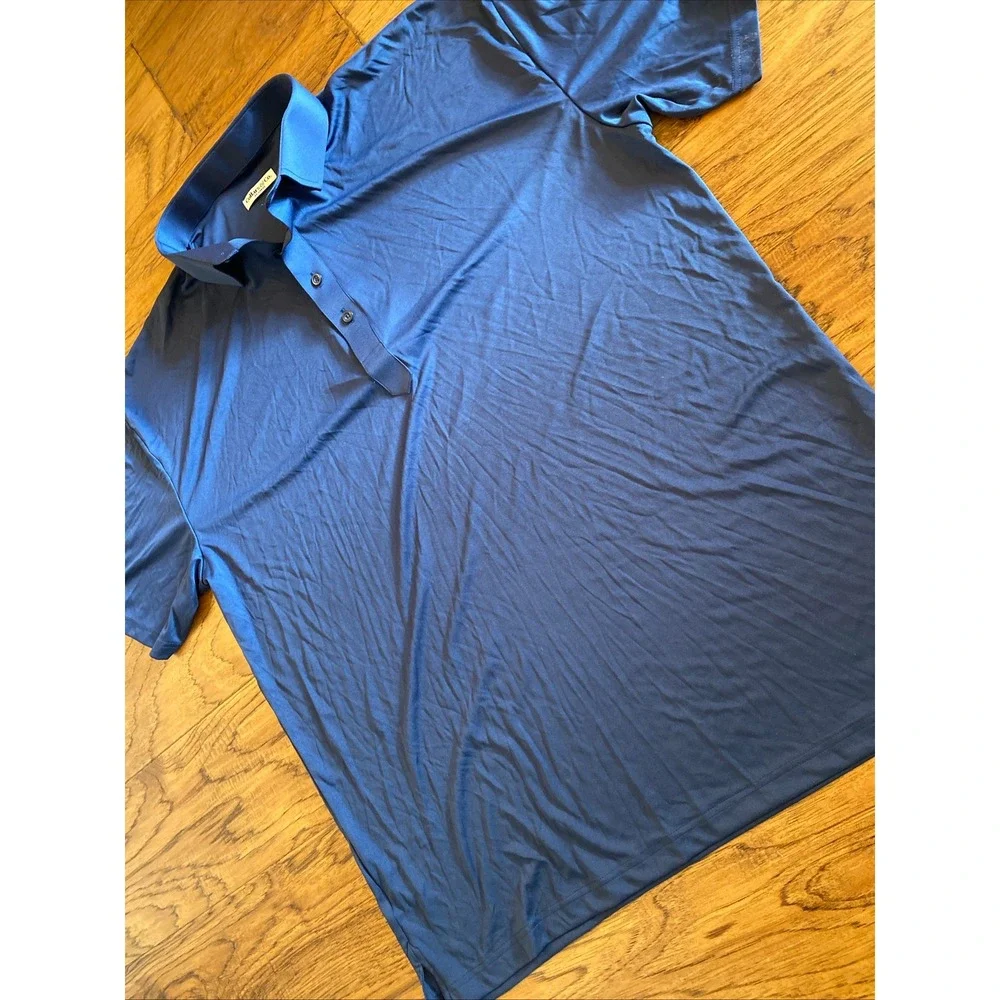 Collars & Co Mens 2XL Dress Collar Polo Navy Blue Short Sleeve Performance Shirt - Picture 5 of 8